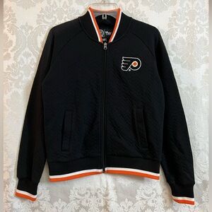 Philadelphia Flyers Women’s Textured Logo Sports Jacket Size S Pockets Full Zip
